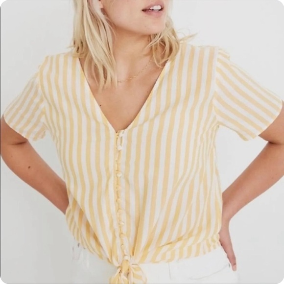 Madewell Tops - Madewell 2X Agency Tie Front Striped Button Top